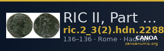 RIC II, Part 3 (second edition) Hadrian 2288 — CANOA