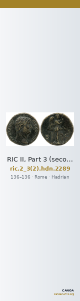 RIC II, Part 3 (second edition) Hadrian 2289 — CANOA