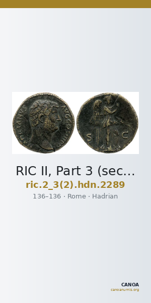 RIC II, Part 3 (second edition) Hadrian 2289 — CANOA