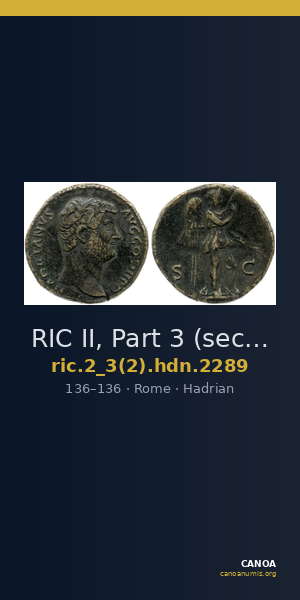 RIC II, Part 3 (second edition) Hadrian 2289 — CANOA