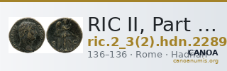 RIC II, Part 3 (second edition) Hadrian 2289 — CANOA