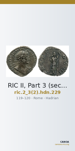 RIC II, Part 3 (second edition) Hadrian 229 — CANOA
