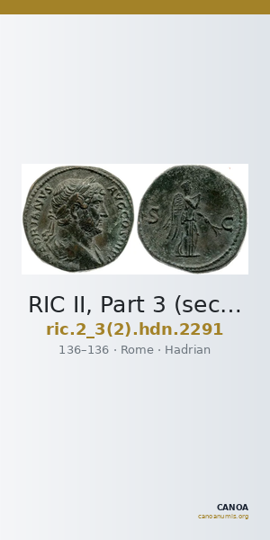 RIC II, Part 3 (second edition) Hadrian 2291 — CANOA