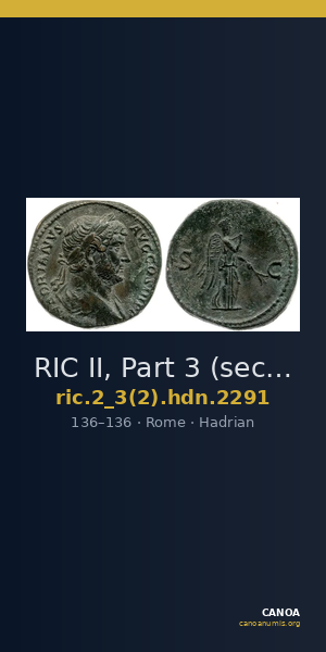 RIC II, Part 3 (second edition) Hadrian 2291 — CANOA