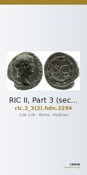 RIC II, Part 3 (second edition) Hadrian 2294 — CANOA
