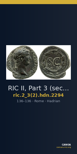 RIC II, Part 3 (second edition) Hadrian 2294 — CANOA