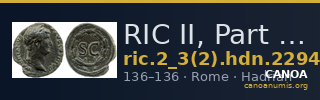 RIC II, Part 3 (second edition) Hadrian 2294 — CANOA