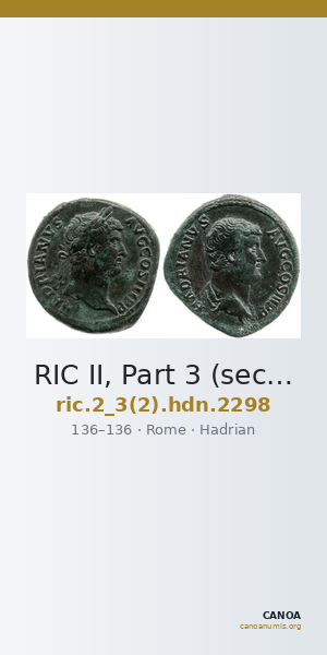 RIC II, Part 3 (second edition) Hadrian 2298 — CANOA