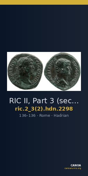 RIC II, Part 3 (second edition) Hadrian 2298 — CANOA