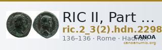 RIC II, Part 3 (second edition) Hadrian 2298 — CANOA