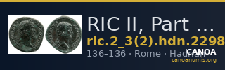 RIC II, Part 3 (second edition) Hadrian 2298 — CANOA