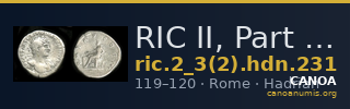 RIC II, Part 3 (second edition) Hadrian 231 — CANOA