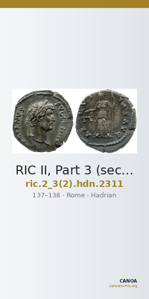 RIC II, Part 3 (second edition) Hadrian 2311 — CANOA