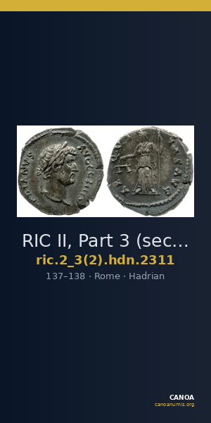 RIC II, Part 3 (second edition) Hadrian 2311 — CANOA