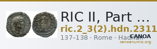RIC II, Part 3 (second edition) Hadrian 2311 — CANOA