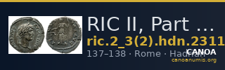 RIC II, Part 3 (second edition) Hadrian 2311 — CANOA