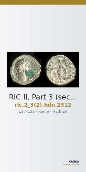 RIC II, Part 3 (second edition) Hadrian 2312 — CANOA