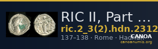 RIC II, Part 3 (second edition) Hadrian 2312 — CANOA