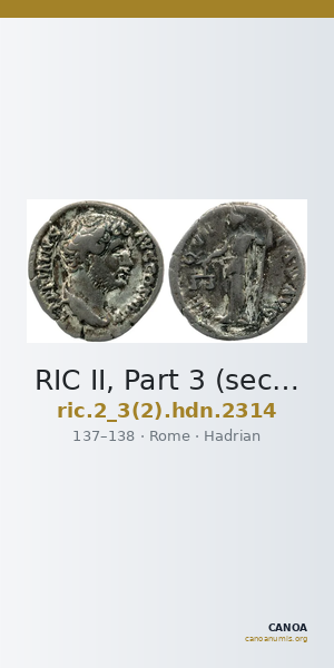 RIC II, Part 3 (second edition) Hadrian 2314 — CANOA