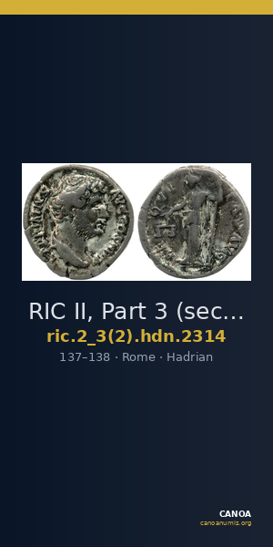 RIC II, Part 3 (second edition) Hadrian 2314 — CANOA