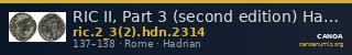 RIC II, Part 3 (second edition) Hadrian 2314 — CANOA