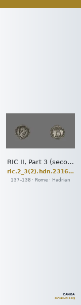RIC II, Part 3 (second edition) Hadrian 2316-2318 — CANOA