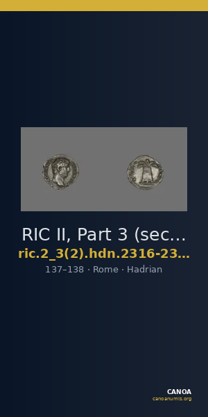 RIC II, Part 3 (second edition) Hadrian 2316-2318 — CANOA