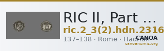 RIC II, Part 3 (second edition) Hadrian 2316-2318 — CANOA