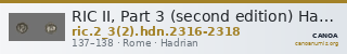 RIC II, Part 3 (second edition) Hadrian 2316-2318 — CANOA