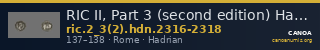 RIC II, Part 3 (second edition) Hadrian 2316-2318 — CANOA