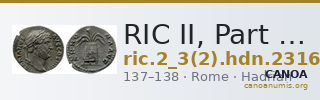 RIC II, Part 3 (second edition) Hadrian 2316 — CANOA