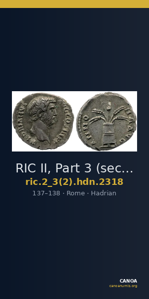 RIC II, Part 3 (second edition) Hadrian 2318 — CANOA