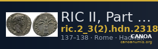 RIC II, Part 3 (second edition) Hadrian 2318 — CANOA