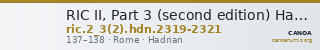 RIC II, Part 3 (second edition) Hadrian 2319-2321 — CANOA
