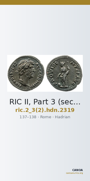 RIC II, Part 3 (second edition) Hadrian 2319 — CANOA