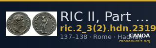 RIC II, Part 3 (second edition) Hadrian 2319 — CANOA