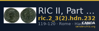 RIC II, Part 3 (second edition) Hadrian 232 — CANOA