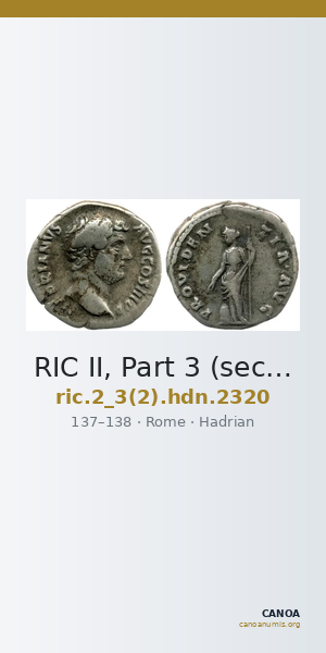 RIC II, Part 3 (second edition) Hadrian 2320 — CANOA