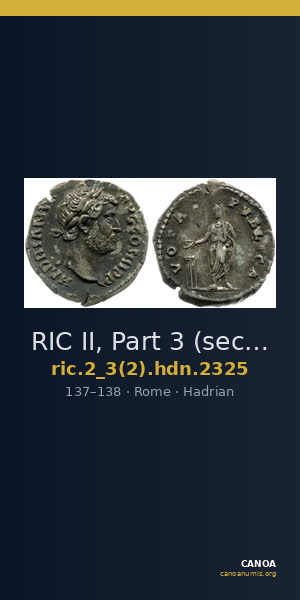 RIC II, Part 3 (second edition) Hadrian 2325 — CANOA
