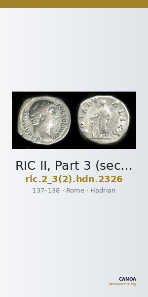 RIC II, Part 3 (second edition) Hadrian 2326 — CANOA