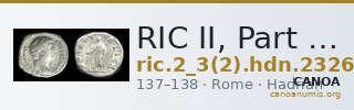 RIC II, Part 3 (second edition) Hadrian 2326 — CANOA