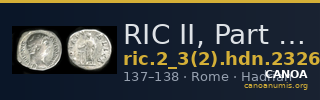 RIC II, Part 3 (second edition) Hadrian 2326 — CANOA