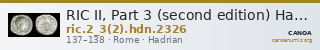 RIC II, Part 3 (second edition) Hadrian 2326 — CANOA
