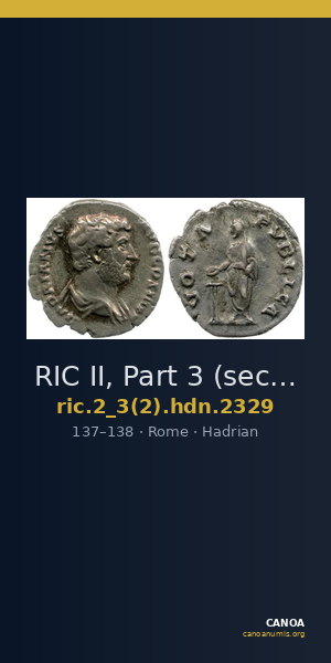 RIC II, Part 3 (second edition) Hadrian 2329 — CANOA