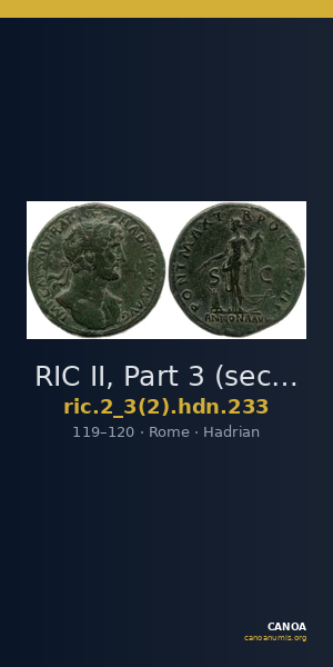 RIC II, Part 3 (second edition) Hadrian 233 — CANOA