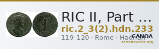 RIC II, Part 3 (second edition) Hadrian 233 — CANOA