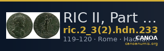 RIC II, Part 3 (second edition) Hadrian 233 — CANOA
