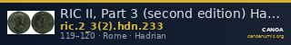 RIC II, Part 3 (second edition) Hadrian 233 — CANOA