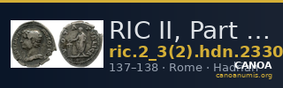 RIC II, Part 3 (second edition) Hadrian 2330 — CANOA