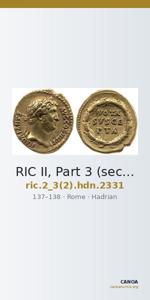 RIC II, Part 3 (second edition) Hadrian 2331 — CANOA